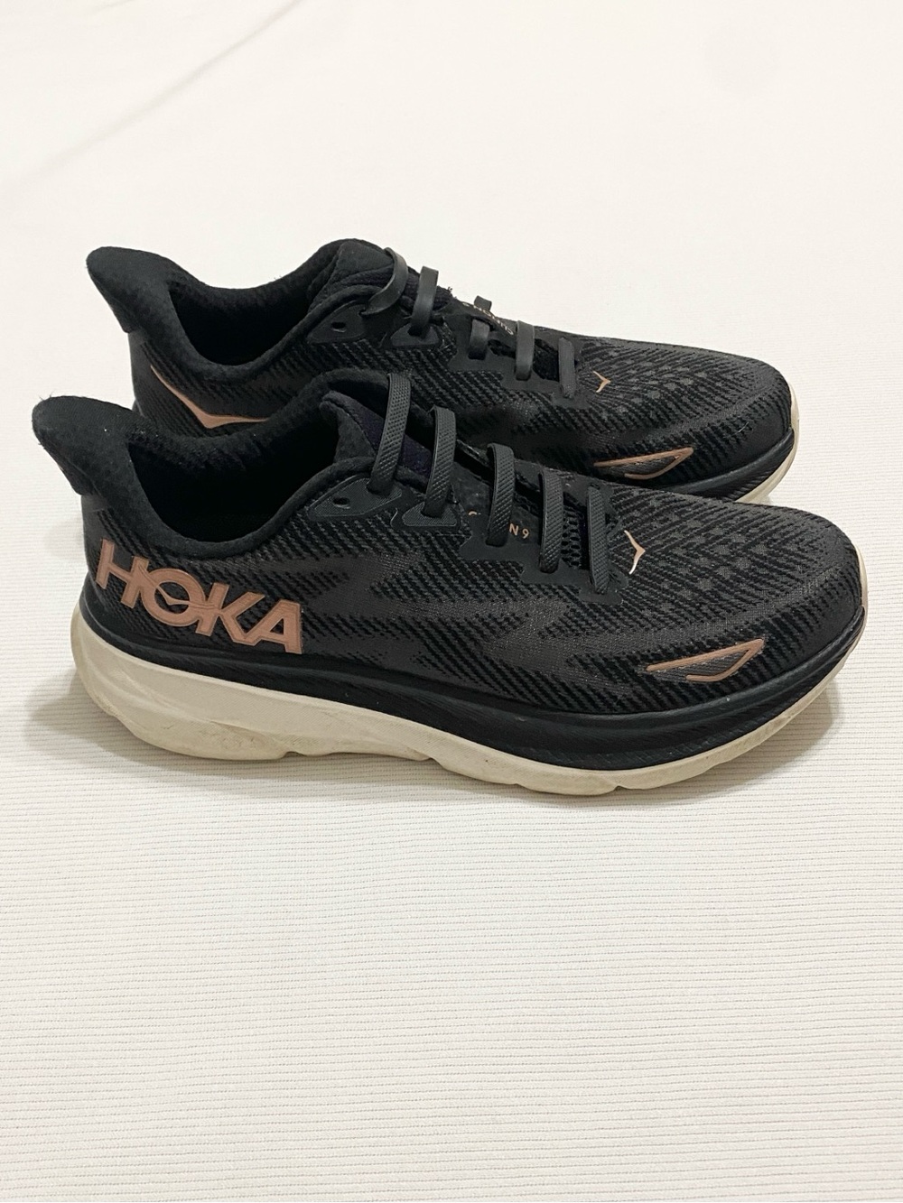 Hoka Clifton 9 Rose Gold Black Women's Sneakers